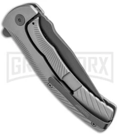 Kershaw Seguin Assisted Opening Frame Lock Knife Textured Gray Steel - Gray PVD -Kershaw Store Kershaw Seguin SA FL Gray Gray 3490 BHQ 94082 jr side large