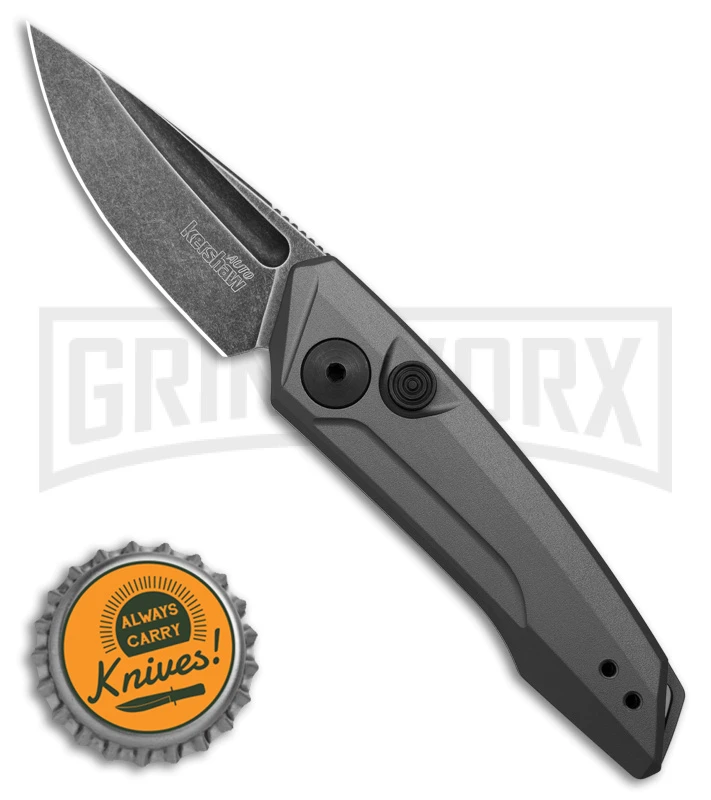 Kershaw Launch 9 Gray Aluminum Automatic Knife - Black SW Plain 6 Kershaw Launch 9 Gray Aluminum Automatic Knife - Black SW Plain - Image 4