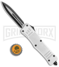 Large Atomic Defender White Automatic Dagger Knife - Two-Tone Plain 11 Large Atomic Defender White Automatic Dagger Knife - Two-Tone Plain -Kershaw Store Large Atomic White Auto Dagger TT GX 38632 jr bottlecap large