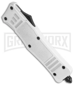 Large Atomic Defender White Automatic Dagger Knife - Two-Tone Plain 8 Large Atomic Defender White Automatic Dagger Knife - Two-Tone Plain -Kershaw Store Large Atomic White Auto Dagger TT GX 38632 jr spine large