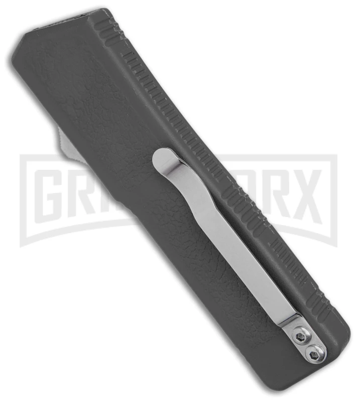 Lightning Gray D/A OTF Automatic Knife - Tanto Two Tone Serrated 4 Lightning Gray D/A OTF Automatic Knife - Tanto Two Tone Serrated - Image 2