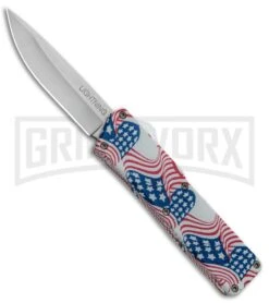Lightning American Flag D/A OTF Automatic Knife - Satin Plain