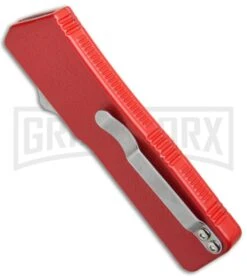 Lightning Red D/A OTF Automatic Knife - Dagger Satin Serrated 4TH18 -Kershaw Store Lightning DA OTF Red Dagger Satin Serr LNGDERPS BP 20215 jr side large