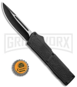 Lightning Elite Black D/A OTF Automatic Knife - Drop Point Black Plain -Kershaw Store Lightning Elite Black DA OTF Auto DP Black GX 35944 jr bottlecap large