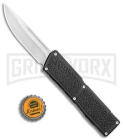Lightning Elite Black D/A OTF Automatic Knife - Drop Point Satin Plain -Kershaw Store Lightning Elite Black DA OTF Auto DP Satin GX 35942 jr bottlecap large