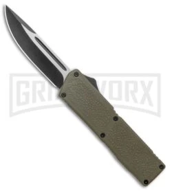 Lightning Elite OD Green D/A OTF Automatic Knife - Drop Point Two-Tone Plain