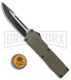 Lightning Elite OD Green D/A OTF Automatic Knife - Drop Point Two-Tone Plain -Kershaw Store Lightning Elite OD Green DA OTF Auto DP Black GX 37664 jr bottlecap 2 large