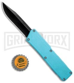 Lightning Nutnfancy Exclusive Powder Blue D/A OTF Automatic Knife - Black Plain -Kershaw Store Lightning Nutnfancy Exclusive Powder Blue DA Auto Black Plain GX 33416 jr bottlecap large