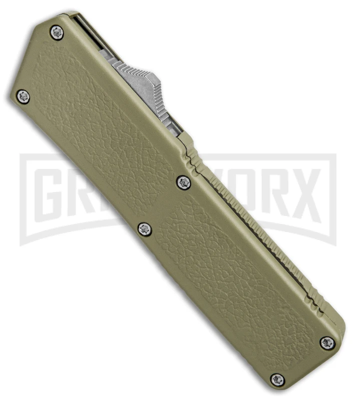 Lightning OD Green D/A OTF Automatic Knife - Tanto Satin Serr 4 Lightning OD Green D/A OTF Automatic Knife - Tanto Satin Serr - Image 2