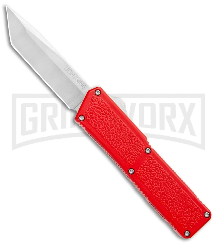 Lightning Red D/A OTF Automatic Knife - Tanto Satin 3 Lightning Red D/A OTF Automatic Knife - Tanto Satin