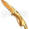 M-Tech Ballistic Gold Spring Assisted Knife - Gold Serr -Kershaw Store M Tech Ballistic SA Gold Gold BP 23366 jr large