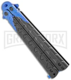 M-Tech Snake Eye Balisong Butterfly Trainer - Black / Blue -Kershaw Store M Tech Snake Eye Balisong Butterfly Trainer Black Blue BUTT PK 1157BL GX 36724 jr spine large