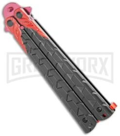 M-Tech Snake Eye Balisong Butterfly Trainer - Black / Red -Kershaw Store M Tech Snake Eye Balisong Butterfly Trainer Black Red BUTT MT 872 RD GX 36720 jr side large