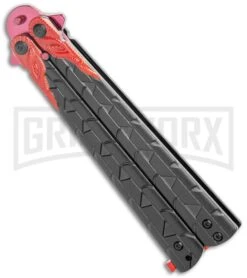 M-Tech Snake Eye Balisong Butterfly Trainer - Black / Red -Kershaw Store M Tech Snake Eye Balisong Butterfly Trainer Black Red BUTT MT 872 RD GX 36720 jr spine large