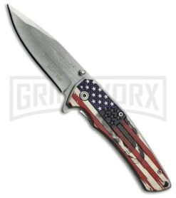 M-Tech USA Patriot Red/White/Blue Spring Assisted Knife - Satin Plain 4TH18