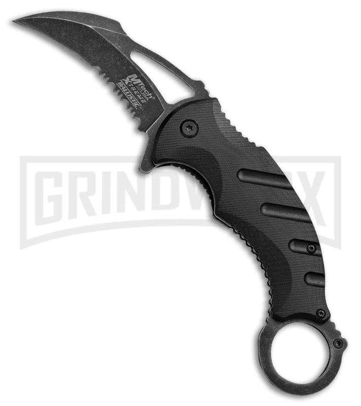 M-Tech Xtreme Ballistic Hawkeye Black Spring Assisted Knife - Black SW Serr 3 M-Tech Xtreme Ballistic Hawkeye Black Spring Assisted Knife - Black SW Serr