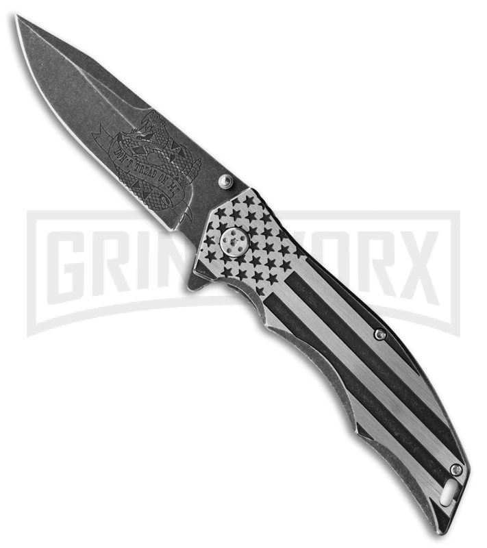 M-Tech Xtreme Ballisitc USA Snake Flag Spring Assisted Knife - Black Stonewash 3 M-Tech Xtreme Ballisitc USA Snake Flag Spring Assisted Knife - Black Stonewash