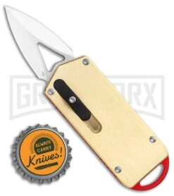 M3 Tactical Tech Rogue Brass/Orange D/A OTF Automatic Knife - Satin Plain -Kershaw Store M3 Tactical Tech Rogue Brass Red DA OTF Auto Satin GX 35094 jr bottlecap large