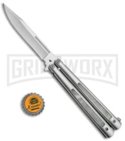 Magnificent Pearlex Balisong Butterfly Knife- Satin Plain -Kershaw Store Magnificent Pearlex Balisong Butterfly Satin GBS43 BP 12776 jr bottlecap large