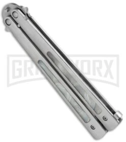 Magnificent Pearlex Balisong Butterfly Knife- Satin Plain -Kershaw Store Magnificent Pearlex Balisong Butterfly Satin GBS43 BP 12776 jr spine large