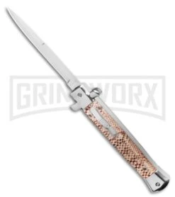 Mago 11" Sidewinder Italian Stiletto OTF Automatic Knife - Satin Plain