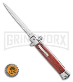 Mago 11" Wood Italian Stiletto OTF Automatic Knife - Satin Dagger Plain -Kershaw Store Mago 11 Wood Italian Stiletto OTF Automatic Knife Satin Dagger Plain GX 36513 LS Bottlecap large