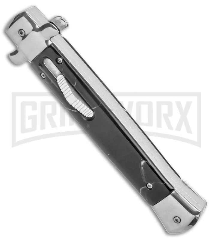 Mago 11" Black Marble Italian Stiletto OTF Automatic Knife - Satin Dagger 4 Mago 11" Black Marble Italian Stiletto OTF Automatic Knife - Satin Dagger - Image 2