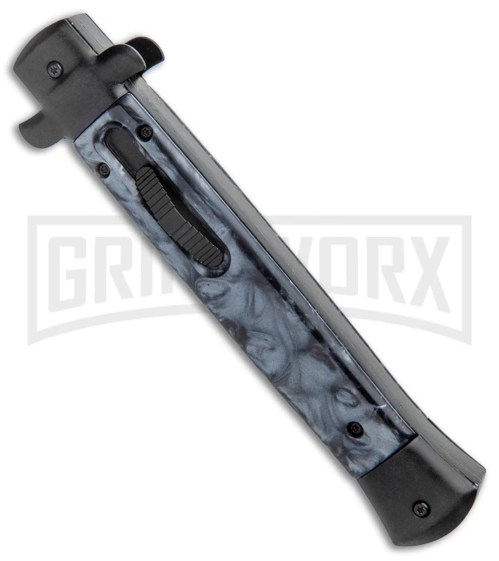 Mago 11" Black Smoke Abyss Italian Stiletto OTF Automatic Knife - Dagger 4 Mago 11" Black Smoke Abyss Italian Stiletto OTF Automatic Knife - Dagger - Image 2