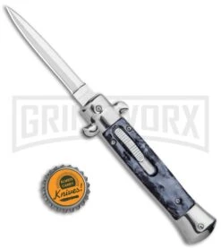 Mago 9" Black Smoke Abyss Italian Dagger OTF Automatic Knife Satin Flat Grind -Kershaw Store Mago 9in Black Smoke Abyss Italian Dagger OTF Auto Satin GX 37084 jr bottlecap large