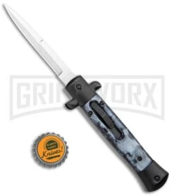 Mago 9" Black Smoke Abyss Italian Stiletto OTF Automatic Knife - Black Bolsters -Kershaw Store Mago 9in Black Smoke Abyss Italian Stiletto OTF Black Bolsters Satin GX 36248 jr bottlecap large