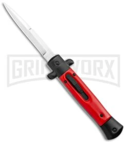 Mago 9" Red Bayonet Italian Stiletto OTF Automatic Knife - Satin Plain