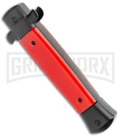 Mago 9" Red Bayonet Italian Stiletto OTF Automatic Knife - Satin Plain -Kershaw Store Mago 9in Red Bayo Italian Stiletto OTF Satin GX 36310 jr side large