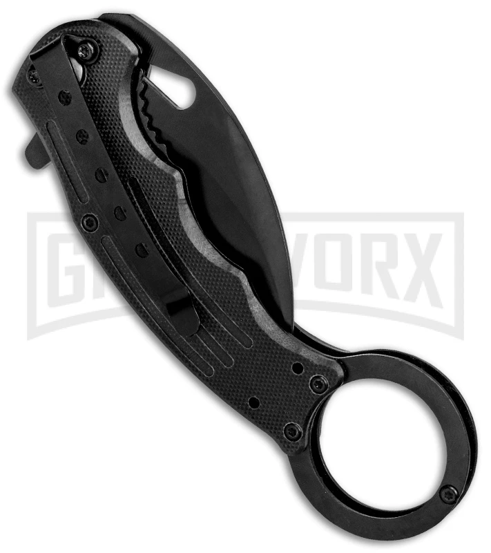 Mantis Black G-10 Spring Assisted Karambit Knife - Black Plain 5 Mantis Black G-10 Spring Assisted Karambit Knife - Black Plain - Image 3