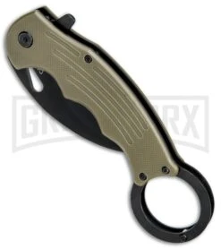 Mantis Tan G-10 Spring Assisted Karambit Knife - Black Plain -Kershaw Store Mantis Karambit SA Tan G 10 Black MANMK5T BHQ 56617 jr spine large