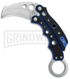 Mantis Vuja De Black/Blue G-10 Balisong Karambit Butterfly Knife - Satin Plain