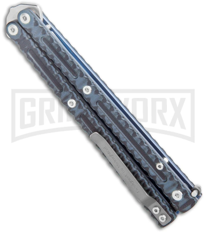 Maxace MidnightCat Obsidian-S Balisong Butterfly Knife Blue G-10 - Drop Point 5 Maxace MidnightCat Obsidian-S Balisong Butterfly Knife Blue G-10 - Drop Point - Image 3