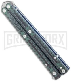 Maxace MidnightCat Obsidian-S Balisong Butterfly Knife Green G-10 - Drop Point -Kershaw Store Maxace Knives Balisong MidnightCat Green G 10 Satin SP GX 36841 jr spine large