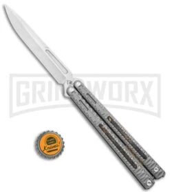 Maxace Knives Balisong Obsidian Titanium Handles CF Inlay (4" Satin) -Kershaw Store Maxace Knives Balisong Obsidian Ti CF Inlay Satin BHQ 120300 jr bottlecap large