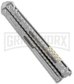 Maxace Knives Balisong Obsidian Titanium Handles CF Inlay (4" Satin) -Kershaw Store Maxace Knives Balisong Obsidian Ti CF Inlay Satin BHQ 120300 jr side large