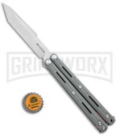 Maxace Knives Balisong Serpent Striker II Gray G-10 - Satin Tanto Plain -Kershaw Store Maxace Knives Balisong Serpent Striker II Grey G 10 Tanto Satin BHQ 120306 jr bottlecap large