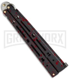 Mega Flick XL Red Balisong Butterfly Knife - Satin Plain -Kershaw Store Mega Flick XL Balisong Butterfly Red M 132 RE BP 19709 jr spine large