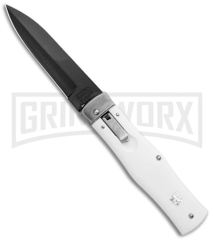 Mikov 241 Predator ABS White Automatic Lever Lock Knife - Black Bayo 3 Mikov 241 Predator ABS White Automatic Lever Lock Knife - Black Bayo