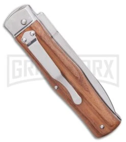 Mikov 241 Predator Wood Automatic Leverlock Knife Pocket Clip -Kershaw Store Mikov 241 Predator Leverlock Automatic Knife Wood 3.75 Polish Pocket Clip BHQ 126457 LS Side large