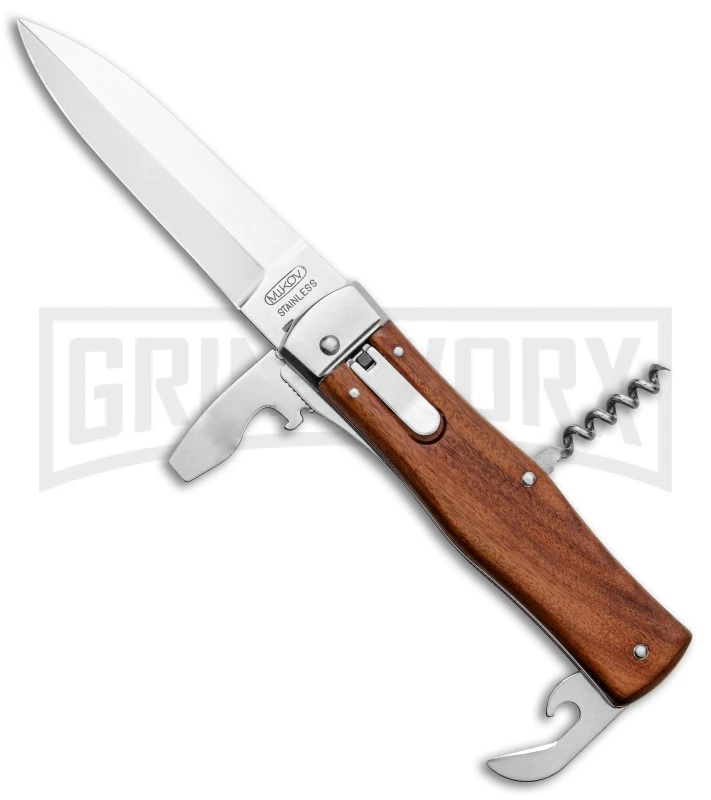 Mikov 241 Predator Wood Automatic Leverlock Knife Multi Tool -Pocket Clip 3 Mikov 241 Predator Wood Automatic Leverlock Knife Multi Tool -Pocket Clip