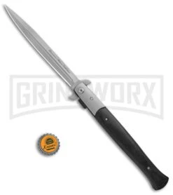Milano Big Boy Stiletto Black Wood Spring Assisted Knife - Bead Blast -Kershaw Store Milano Big Boy Stiletto Black Wood SA BB GX 35306 jr bottlecap large