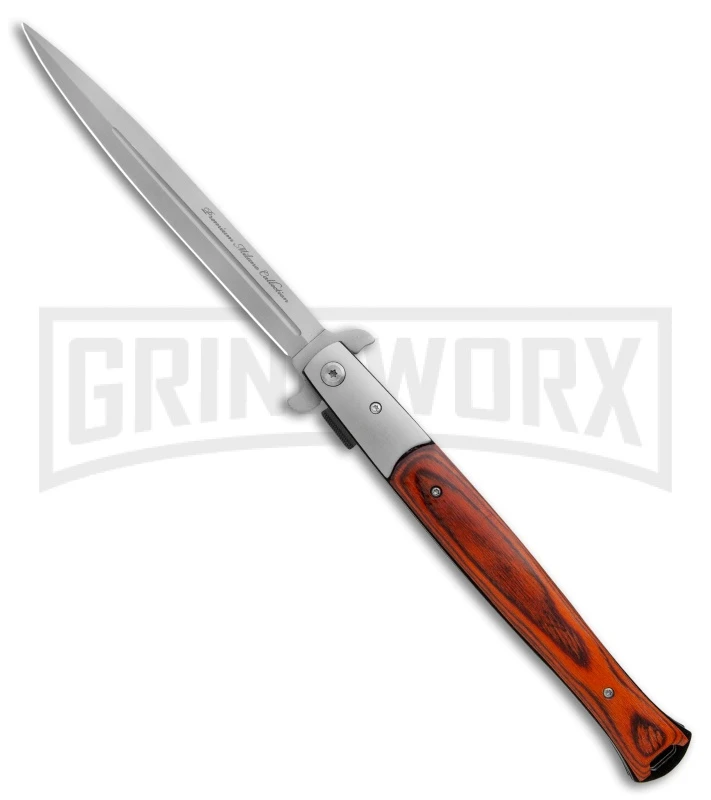 Milano Big Boy Stiletto Red Pakkawood Spring Assisted Knife - Bead Blast 3 Milano Big Boy Stiletto Red Pakkawood Spring Assisted Knife - Bead Blast