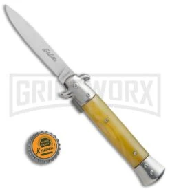 Milano Classic Yellow Stiletto-Style Spring Assisted Knife - Satin Flat 9 Milano Classic Yellow Stiletto-Style Spring Assisted Knife - Satin Flat -Kershaw Store Milano Yellow Stiletto style satin flat BP 20189 er size large