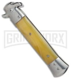 Milano Classic Yellow Stiletto-Style Spring Assisted Knife - Satin Flat 7 Milano Classic Yellow Stiletto-Style Spring Assisted Knife - Satin Flat -Kershaw Store Milano Yellow Stiletto style satin flat BP 20189 er spine large