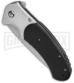 M-Tech USA Black Spring Assisted Flipper Knife - Satin Plain -Kershaw Store Mtech Usa Spring Assisted Knife BHQ 102658 td spine large