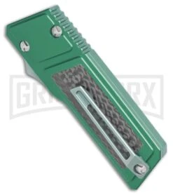 No Limit Knives Akuma OTF Automatic Knife Green Carbon Fiber - Satin Plain -Kershaw Store No Limit Knives Akuma OTF Auto Green CF Satin Dagger GX 34522 jr side large